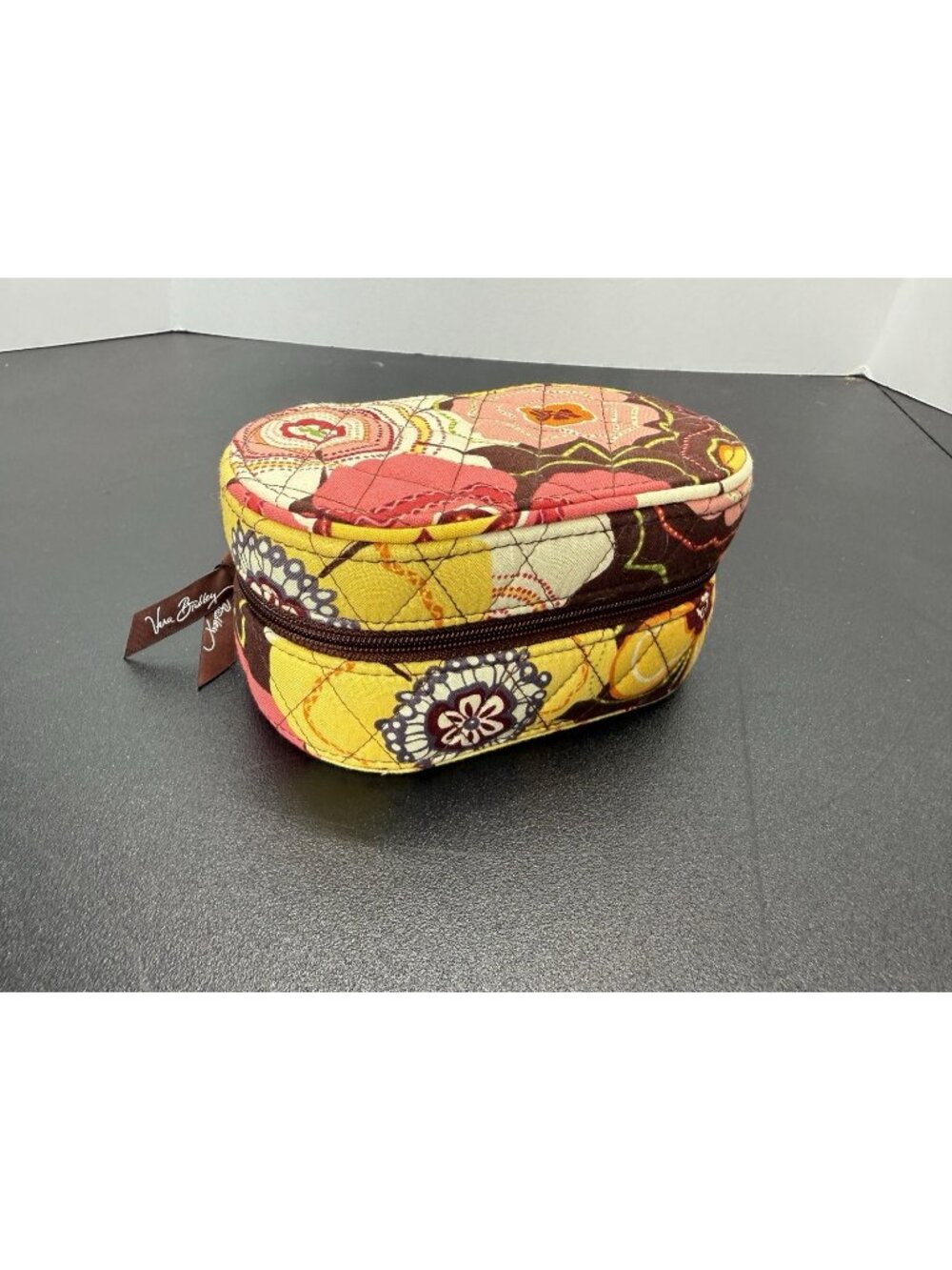 EUC Vera Bradley Jewelry Box Travel Case Zip Organizer Buttercup Pattern